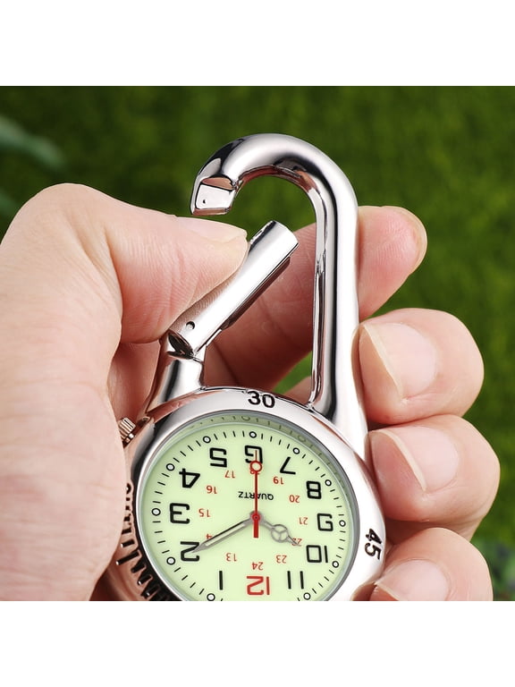 Quartz Clip-on Watch with White Dial and Night Light for Outdoor Sports and Work
