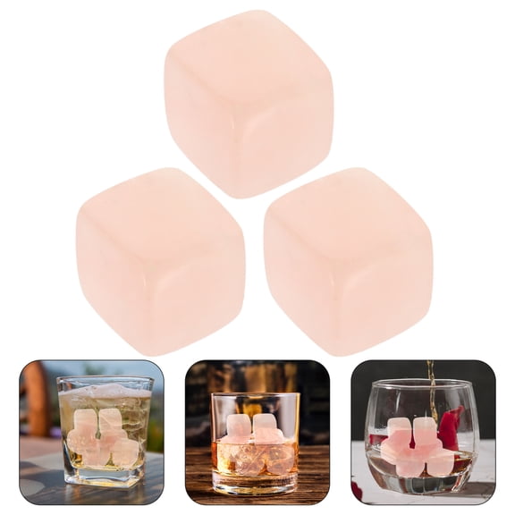 Beaupretty 6Pcs Reusable Pink Quartz Cube Stones for Drinks and Decor