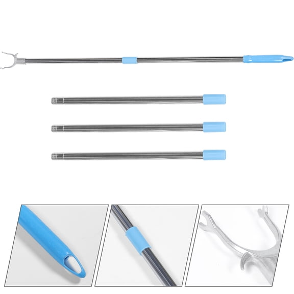 Beaupretty Sky Blue Clothes Drying Pole Adjustable Clothes Reach Rod for Frame Wardrobe and Ceiling