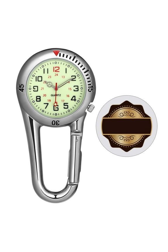 Clip-on Watch with Night Light White Dial for Timekeeping in Outdoor Sports and Work