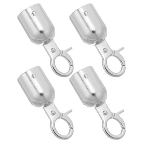 Beaupretty 4Pcs Plated Silver Rope End Cap with Hook Aluminum Alloy Cord Lock for Queue Divider and Guardrail