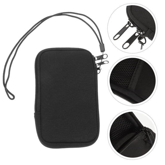 Beaupretty Black Neoprene Cell Phone Pouch with Strap Zipper Phone Sleeve for Running Beach and Travel