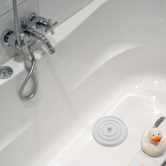 Beaupretty White Rubber Sink Stopper, Bathroom and Kitchen, Easy Install, 2Pcs