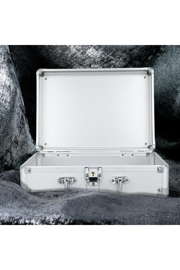 Aluminum Briefcase with Lock Silver for Daily Use Storage 1Pack