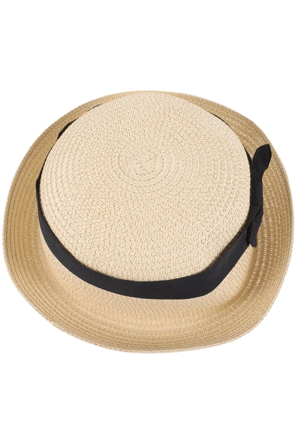 Small Women Straw Hats Sweet Bowknot Beige Straw Sun Hat 1Pack