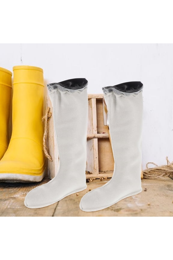 Snow Boot Liners For Men High Shaft Design White PU 1 Pair