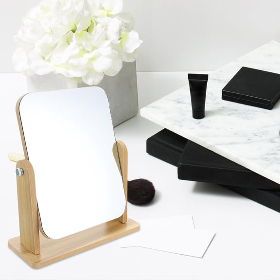 Beaupretty Beige Swivel Mirror with Stand, Durable and Stylish, Perfect for Makeup and Shaving