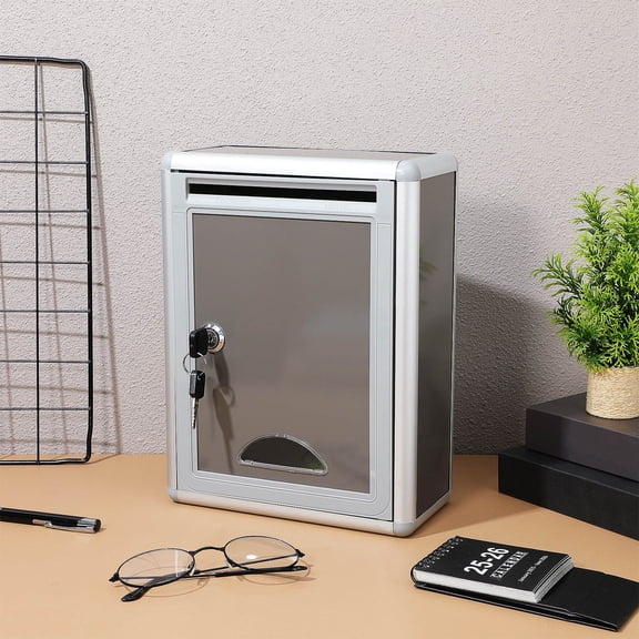 Beaupretty Grey Aluminium Mailbox, Wide Capacity for Ballots and Mail, Suitable for Company Use