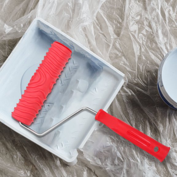 Beaupretty Red Decorative Texture Roller with Comfortable Handle for DIY Wall and Cabinet Painting