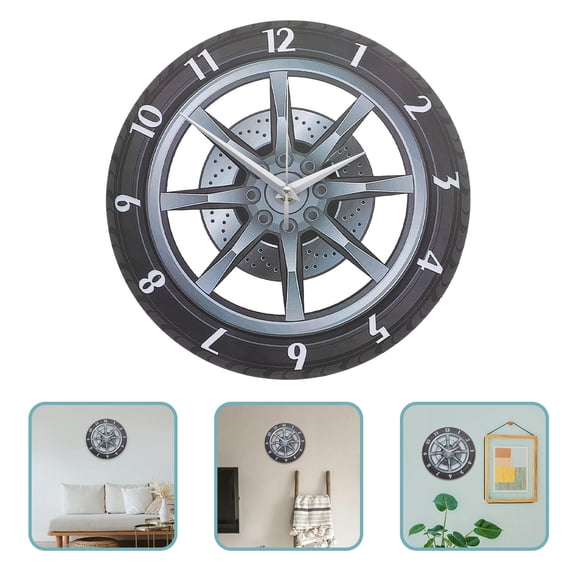 Beaupretty 3D Wheel Clock Black Acrylic Scratch-Resistant Home Decoration