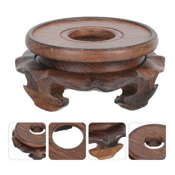 Beaupretty Brown Wooden Flowerpot Stand Hollow Base for Indoor Decorative Crafts Display
