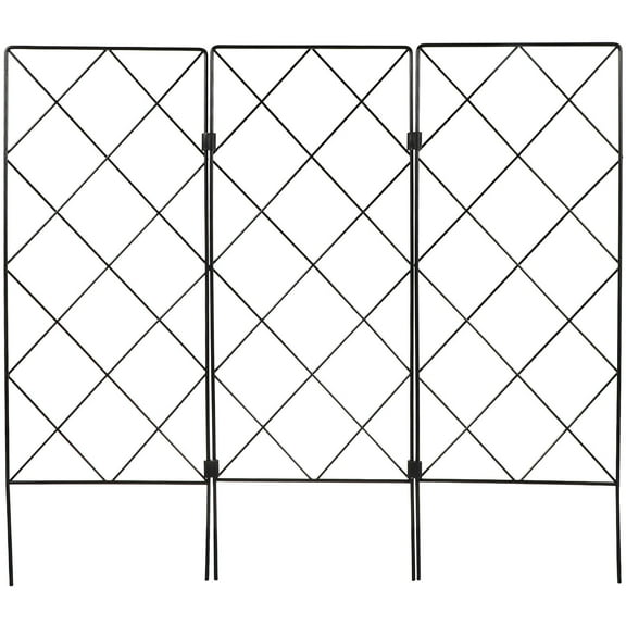 Beaupretty Iron Garden Trellis Black Foldable Plant Support Stand for Vines and Flowers