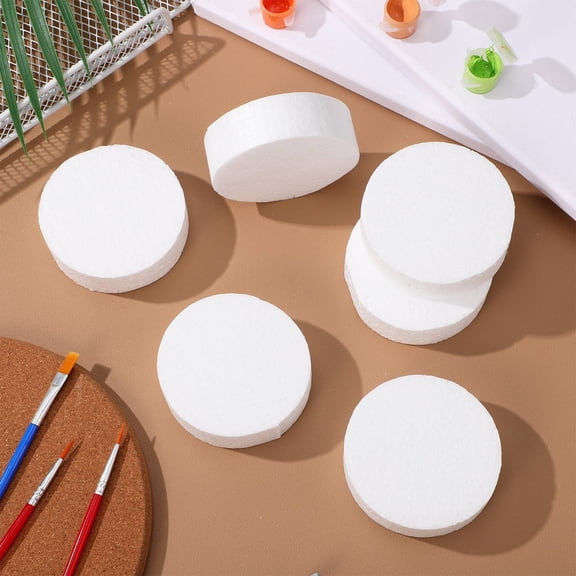 Beaupretty 7Pcs Round Foam Cylinders for Crafts White High Density Foam Blocks for DIY Use