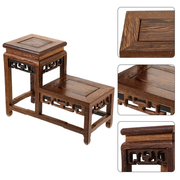 Beaupretty Chicken Wing Wood Base for Storage Use, Coffee Color, Wooden Display Stand, Vintage Style