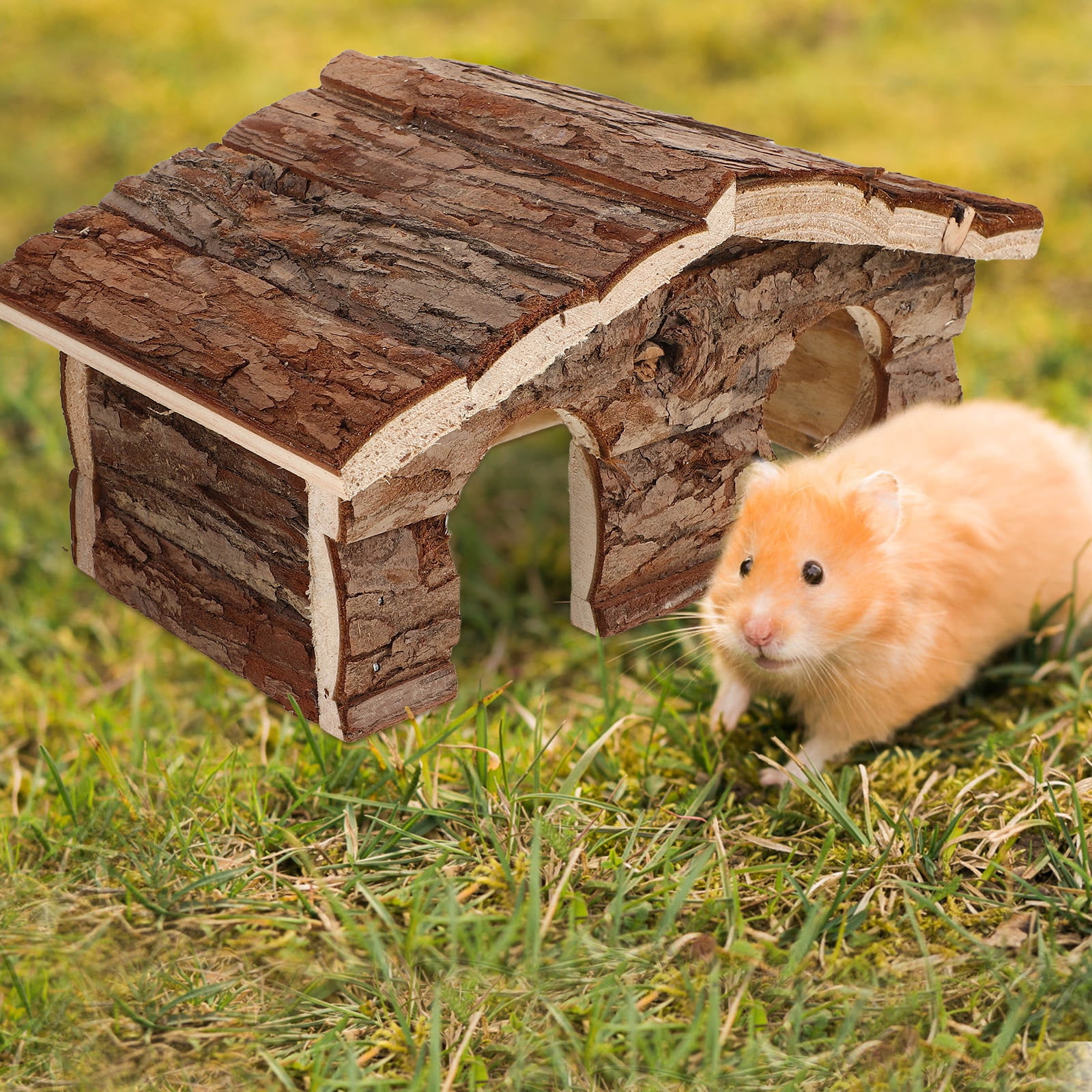 Image showcasing Beaupretty Hamster Hideaway Shelter Wood Hamster Cabin Light Brown ...