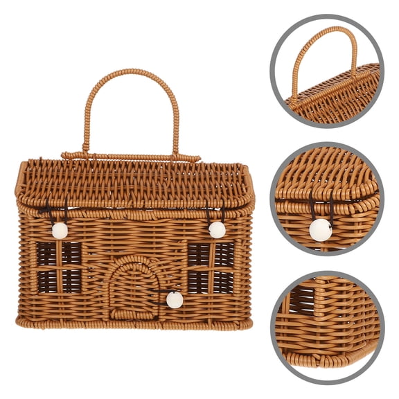 Beaupretty Brown Decorative Woven Basket with Lid Ideal for Storage and Wedding Flower Display
