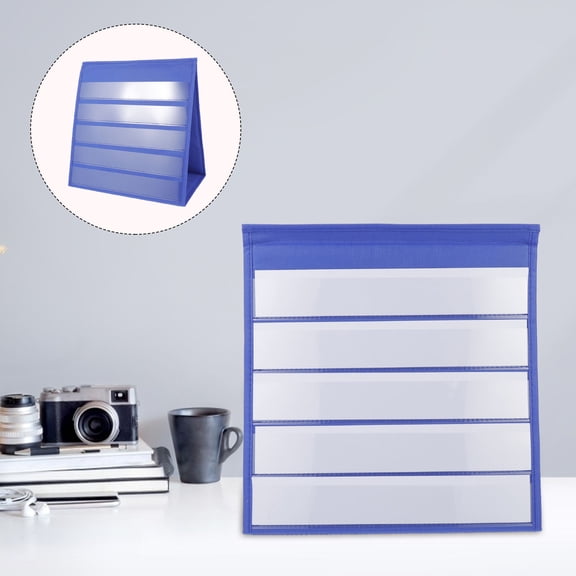 Beaupretty 20Pcs Blue Desktop Pocket Chart Memo Desk Calendar Double Sided Self Standing Display