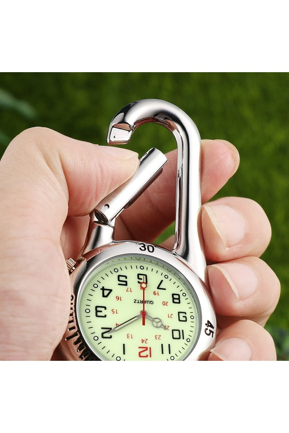 Quartz Clip-on Watch with White Dial and Night Light for Outdoor Sports and Work
