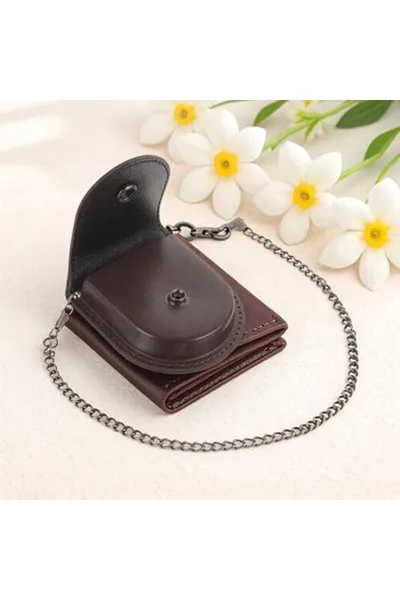 Coffee PU Pocket Watch Case Durable Retro Style Storage Bag for Men