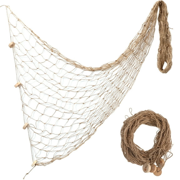 Beaupretty Decor Fish Netting Decorative Fishing Net Light Brown Wood 1Pcs Bookshop