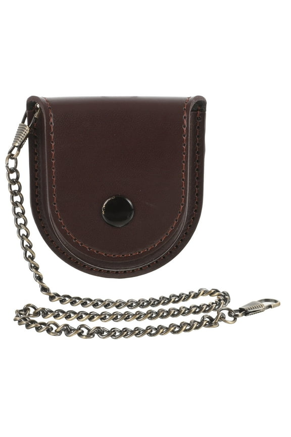 Vintage PU Pocket Watch Case Coffee Color for Document Storage
