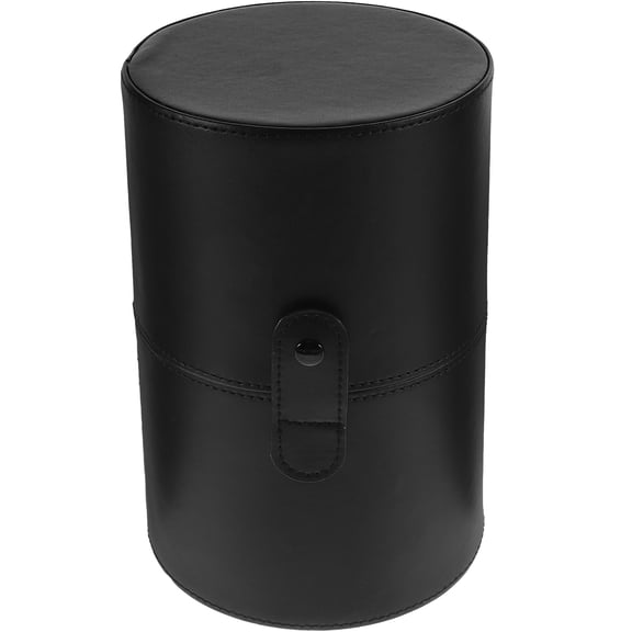 Beaupretty Black PU Makeup Brush Case with Cover Easy Open Buckle Design