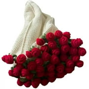 Crochet Blanket Kit for Beginners Rose Bouquet, Learn to Crochet Granny Square Kit with Yarn, Decorative Blankets for Bed Sofa, Stress Relief Diy Gift