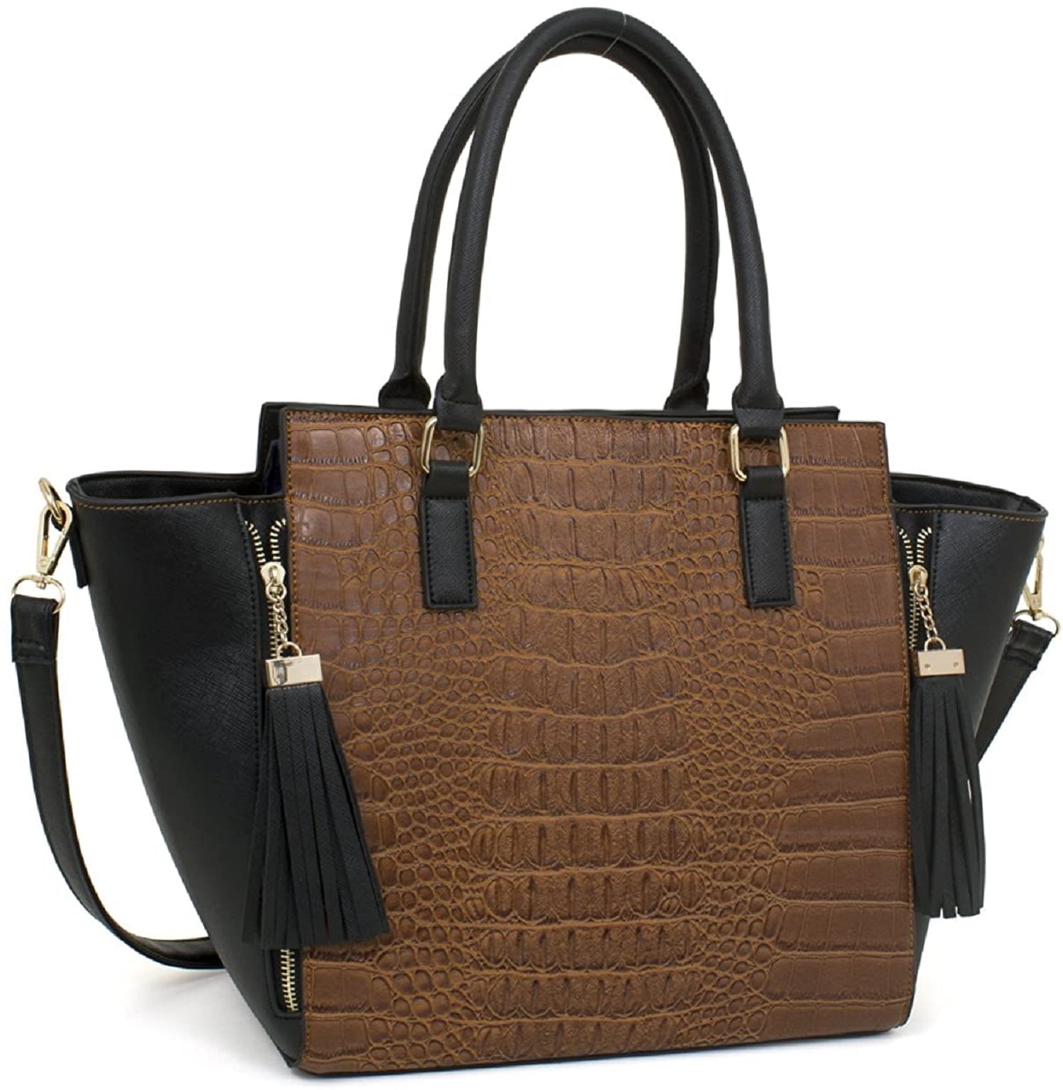 Cognac trapeze dcr shaped handbag