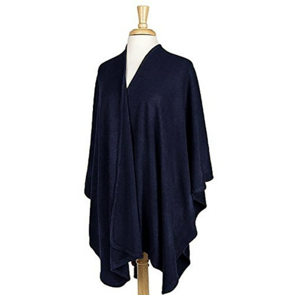 Beaute Fashion Adult Women's Draped Ruana Shawl Cape (Navy)