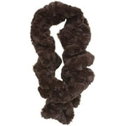 BEAUTE FASHION Faux Fur Fuzzy Adult Women's WARM WINTER SCARF Twisted or Infinity Plush Neck Warmer (Twisted Brown)