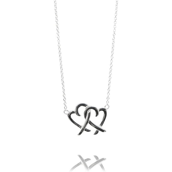 Beaute Fashion Love Heart Arrow Jewelry - Necklace or Earrings (Interlocking Heart Silver Tone Necklace)