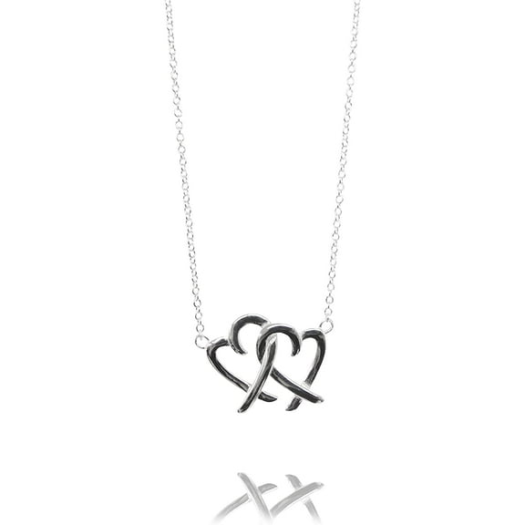 Beaute Fashion Love Heart Arrow Jewelry - Necklace or Earrings (Interlocking Heart Silver Tone Necklace)