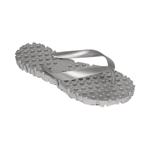 Beaute Fashion Perforated Adult Women Flip-Flops Shower Slipper Thong (Silver, Size 5)