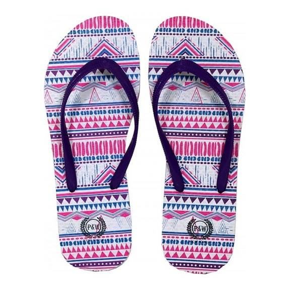 Beaute Fashion Trendy Ugly Christmas Sweater Adult Women Flip Flops Tribal Thong Sandal Slipper (Size Large, Purple White & Pink)