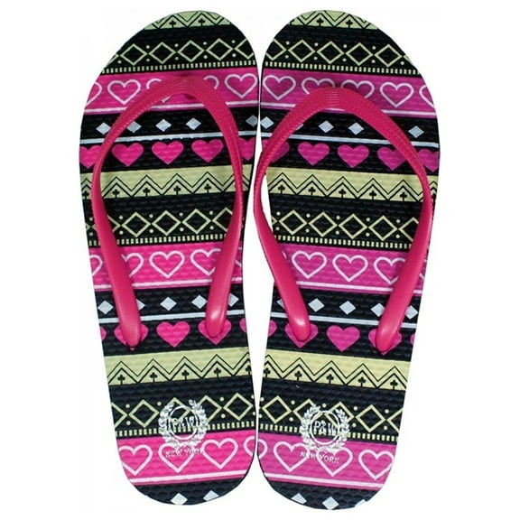 Beaute Fashion Trendy Ugly Christmas Sweater Adult Women Flip Flops Tribal Thong Sandal Slipper (Size Small, Pink Hearts)