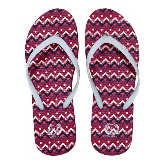 Beaute Fashion Trendy Ugly Christmas Sweater Adult Women Flip Flops Tribal Thong Sandal Slipper (Size Small, White Zig Zag)