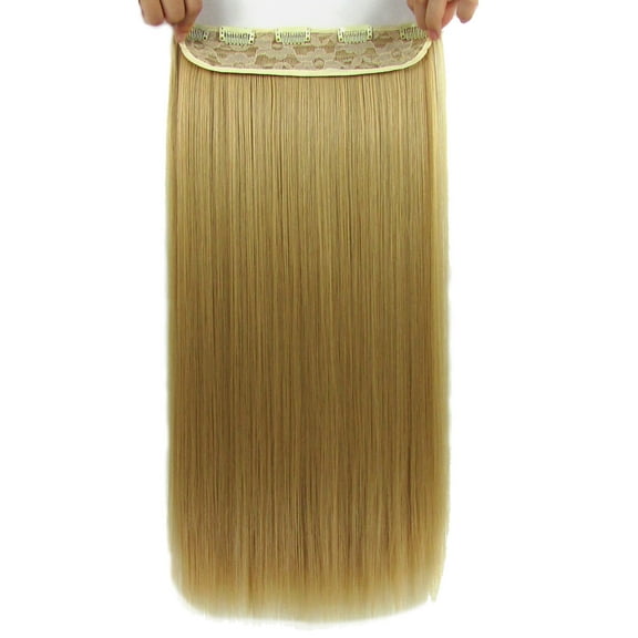 Beaute Galleria 22 inches Women Long Straight Half Head 5 Clips Synthetic Clip-In Hair Extensions (Golden Blonde)
