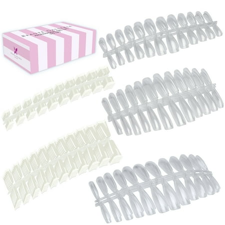 Beaute Galleria 570pcs Nail Tips Fake Nail Pre-shape Long Coffin, Ballerina, Stiletto, French, Short-Flat, Press On False Nail, 5 Styles
