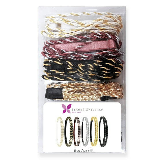 Beaute Galleria Adjustable Braided Headbands Women Hair Accessory Hippie Boho Bohemian, 6 Pack