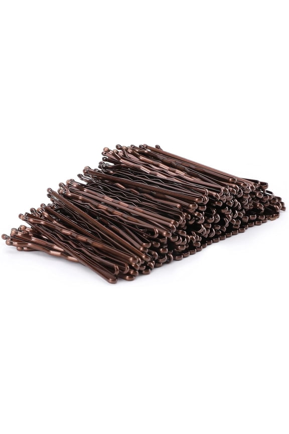 Bobby Pins, 200 Pieces, Brown, 2-Inches Curved Hair Pins Clips for Kids, Girls, Women, Great For All Hair Types