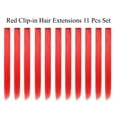 thumbnail image 1 of Beaute Galleria Single Color 21 inches Long Straight Party Highlights Clip In Synthetic Hair Extensions, Costume Cosplay, 11 Pack (Red), 1 of 5