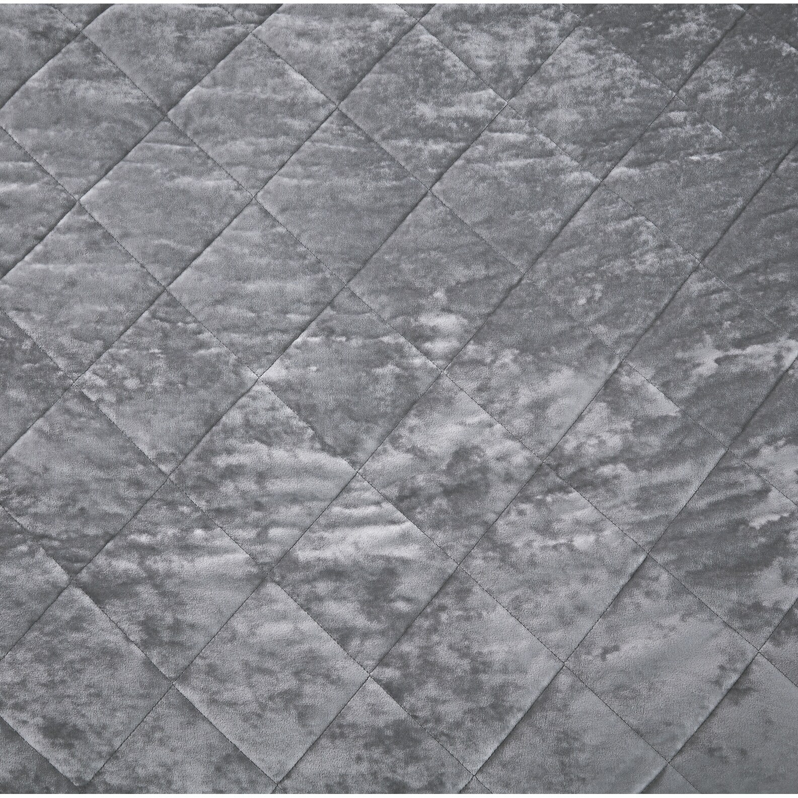 Beaute Living Diamond Velvet 3 Piece Quilt Set Gray Full Queen