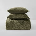 thumbnail image 1 of Beaute Living Wonderful Diamond Velvet 3 Piece Quilt Set Dark Green Full - Queen, 1 of 5