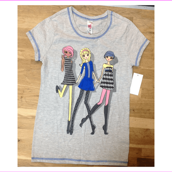 Beautees Girls' Short Sleeve T-Shirt, Heather Gray, Size L