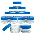 thumbnail image 1 of Beauticom 12 Pieces High Quality 20G/20ML Clear Round Acrylic Cosmetic Product Sample Travel Jars with Flat Top Lids (Blue), 1 of 5