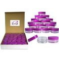 thumbnail image 1 of Beauticom 150 Pieces High Quality 3 Gram 3 ml (0.1 oz) Plastic Round Cosmetic Beauty Makeup Sample Jars (Purple Lid), 1 of 7