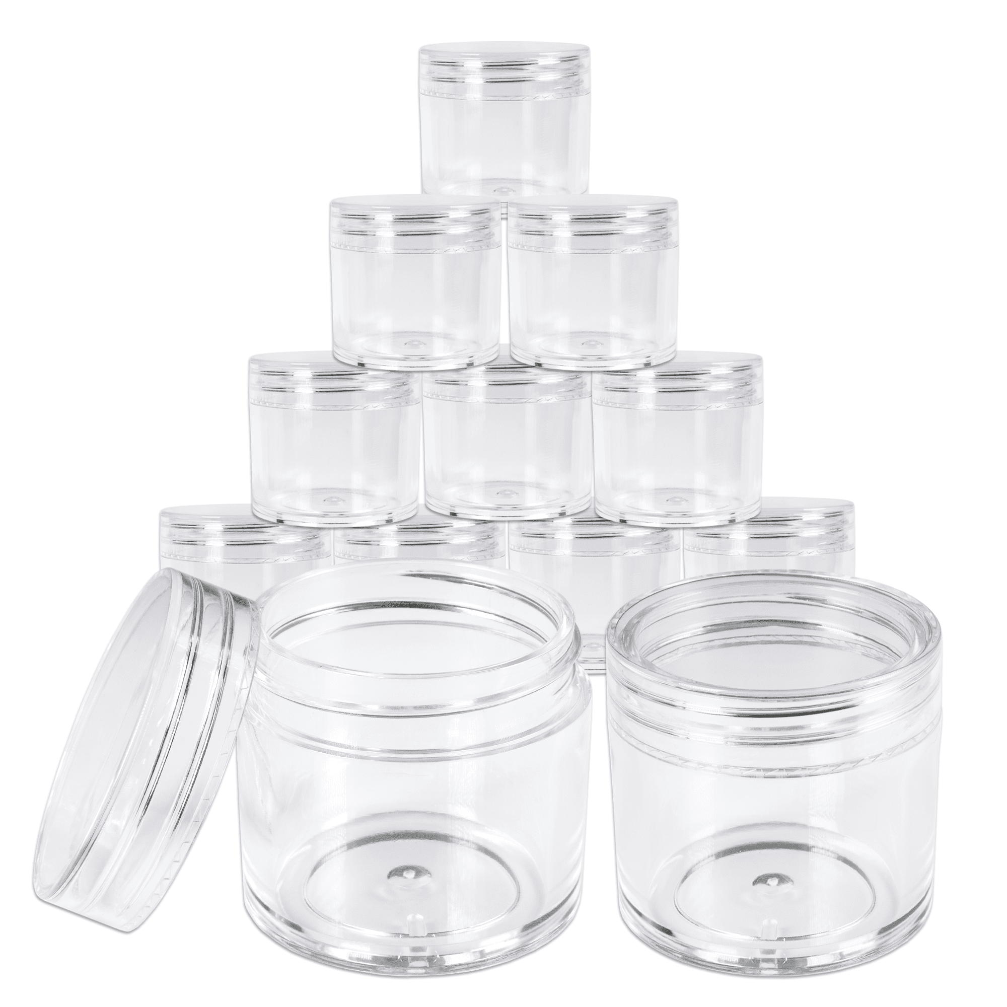 Beauticom 180 Pieces 30G/30ML(1 Oz) Round Clear Plastic Container Jars with Flat Top Lid - 180 Jars