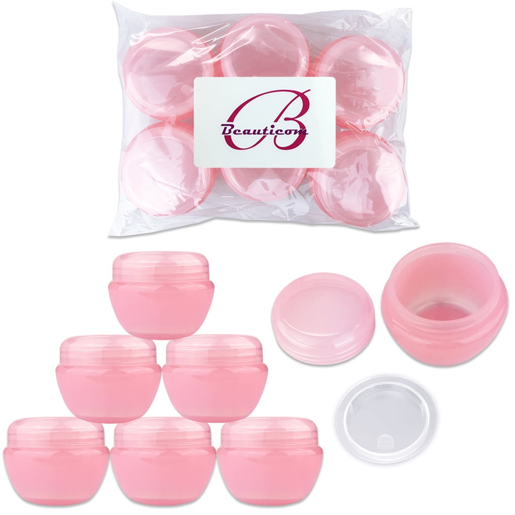 Beauticom 24 Jars 50G/50ML Round Frosted Container Jars with Inner Liner and Lid - Pink