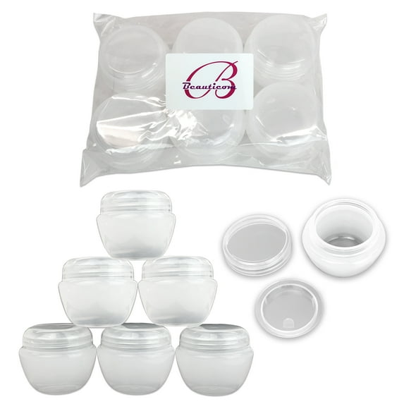 Beauticom 24 Jars 50G/50ML Round Frosted Container Jars with Inner Liner and Lid - White