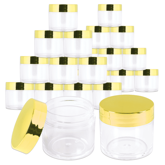 Beauticom 24 Jars High Quality 30 Gram/ML 1 Oz Thick Acrylic Sample Container Jars - BPA Free (Gold)